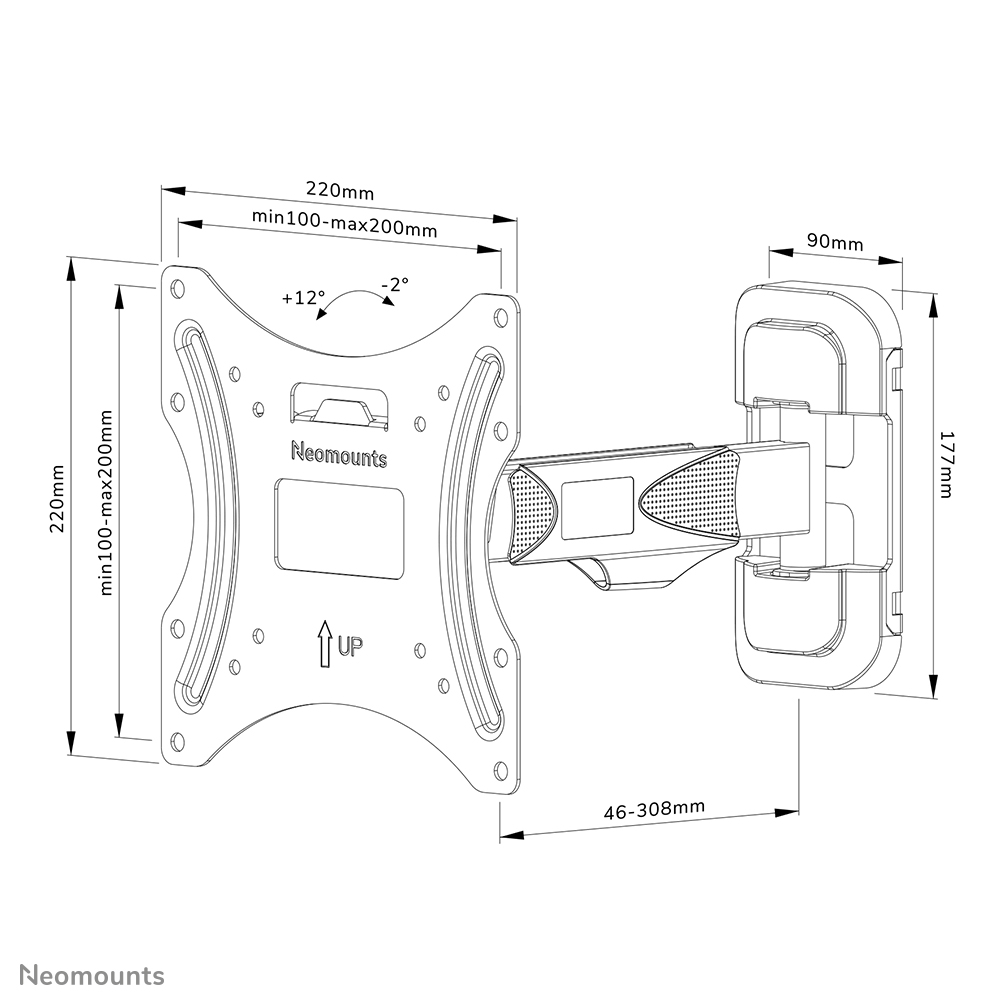 Neomounts WL40-540BL12 Support pour écran mural 32-55" - orientable - installation facile